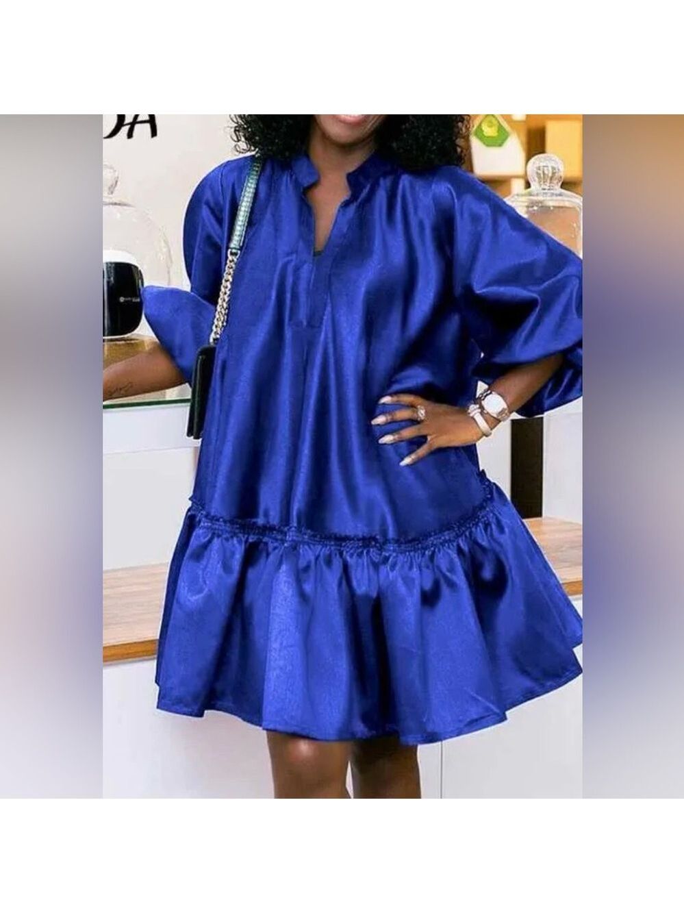 Bonds plus size Elegant Royal Blue Ruffle Hem Women's Dress size s